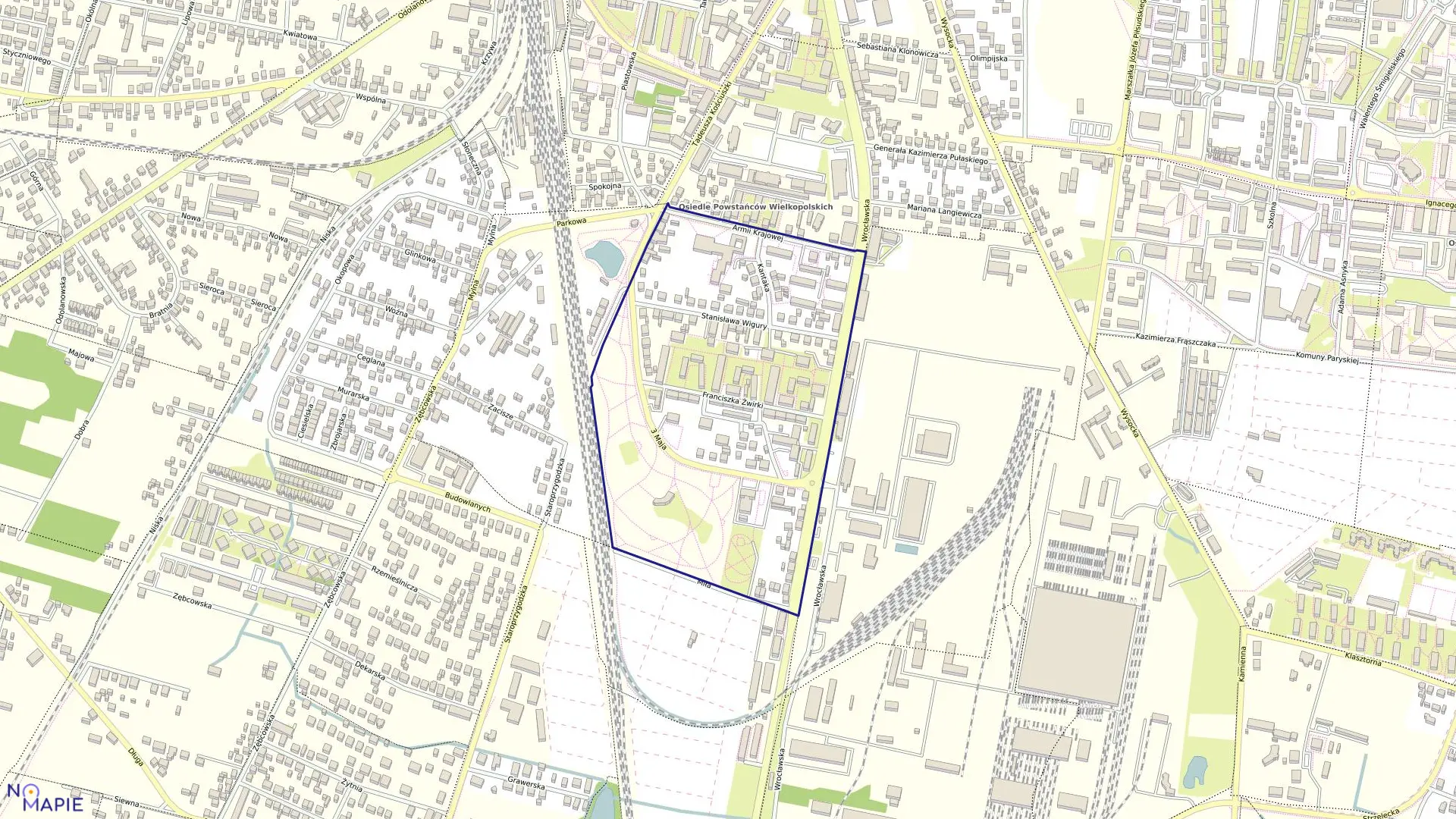 Mapa obrębu 97 w mieście Ostrów Wielkopolski