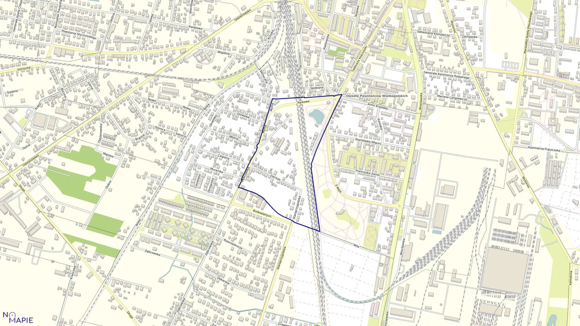 Mapa obrębu 98 w mieście Ostrów Wielkopolski